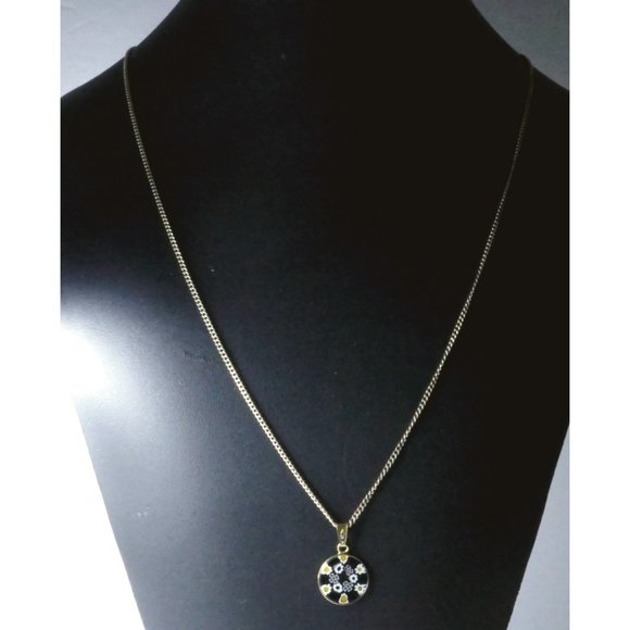 Signed AMV Italian Art Glass Flower Sterling Silver Pendant Necklace - Picture 4 of 8